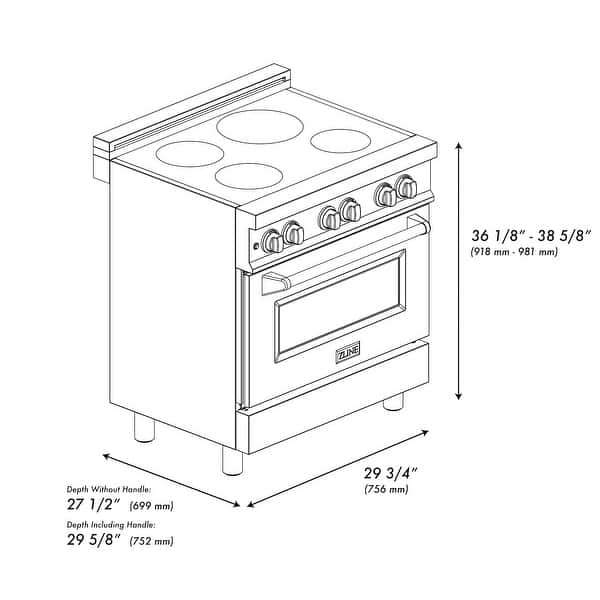 ZLINE 30" 4.0 cu. ft. Induction Range with a 4 Element Stove and Electric Oven in Blue Gloss